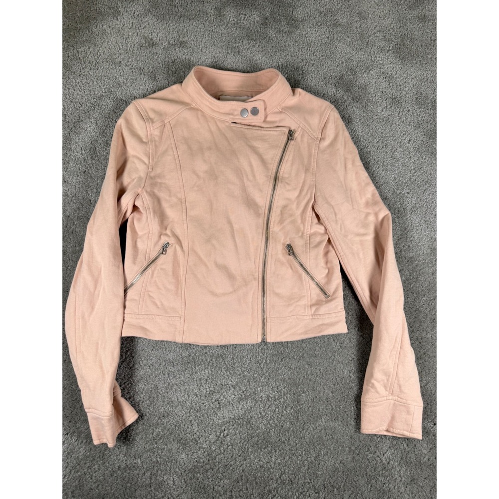 Sunday Best Aritzia Blush Pink Cotton Moto Jacket Asymmetric Zip Size 2